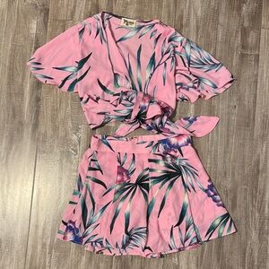 Show Me Your MuMu Pink Tropical Print Shorts